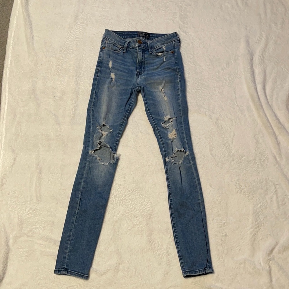 Ripped Abercrombie and Fitch super skinny jeans